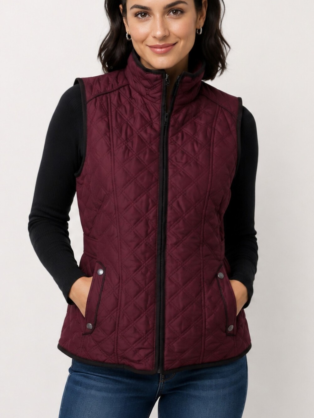 Weatherproof Quilted Faux Fur Lined Vest Mulberry Medium